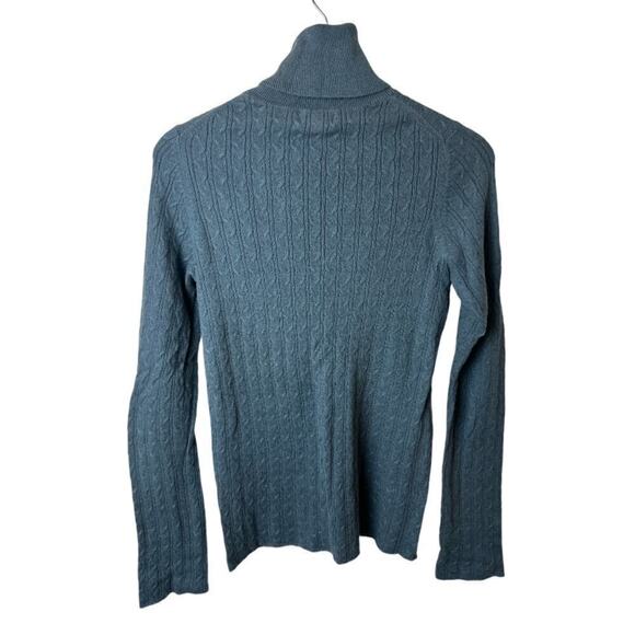 Banana Republic Factory Slate Blue Cotton Angora Turtleneck Sweater Women's S - Picture 2 of 4